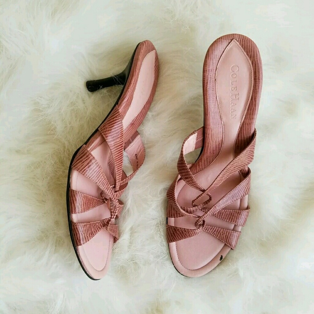 Cole Haan pink Leather Woven Cross Strap S…